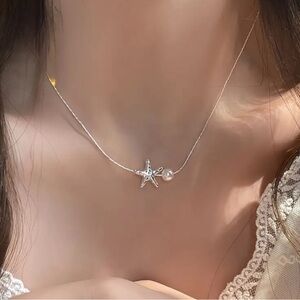 Elegant Silver Starfish Necklace